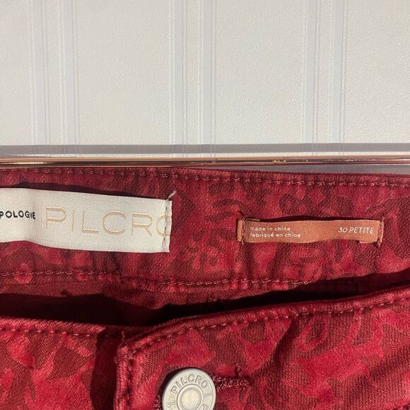NWT Anthropologie Pilcro Red Flocked High Waisted Jeans Sz 30P - Picture 6 of 9